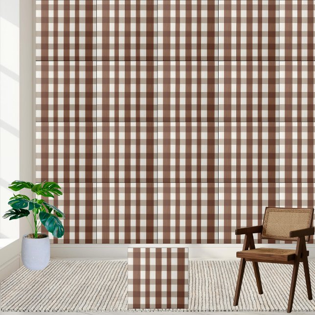 Einfache und stilvolle braune und weiße karierte F Fliese (Simple and Stylish Brown and White Checkered Tile)