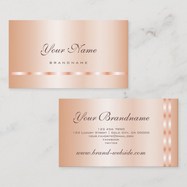 Einfache und stilvolle Rose Gold Blush Beruflich Visitenkarte (Vorne/Hinten)