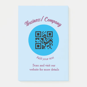Einfache Unternehmenswebsite Barcode QR Name hinzu Post-it Klebezettel