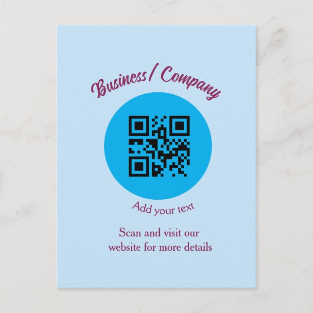 Einfache Unternehmenswebsite Barcode QR Name hinzu Postkarte (Vorderseite)