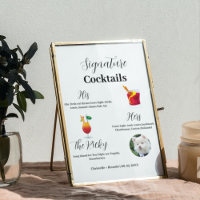 Einfache Unterschrift Coctail Hochzeit Bar Poster