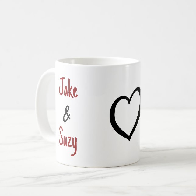 Einfache Valentinbezeichnung Herzkaffee Tasse (Vorderseite Links)