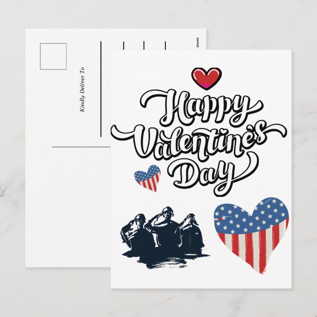 Einfache Valentinstag-Militärsoldaten Feiertagspostkarte (Vorne/Hinten)