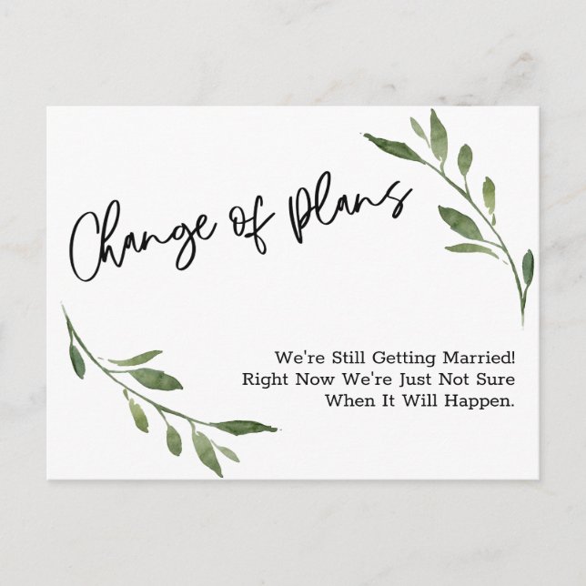 Einfache Veränderung der Pläne für die Hochzeit ve Postkarte (Vorderseite)