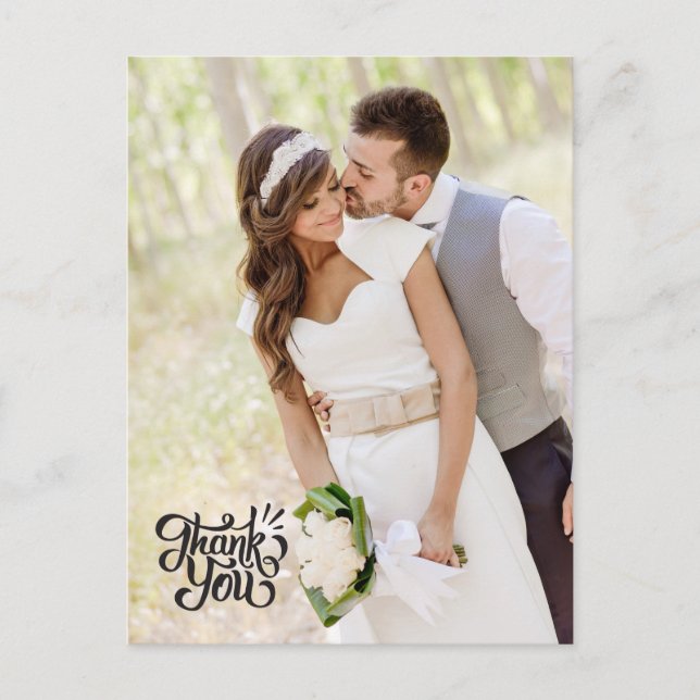 Einfache vertikale Hochzeit Vielen Dank Postcard E Postkarte (Vorderseite)
