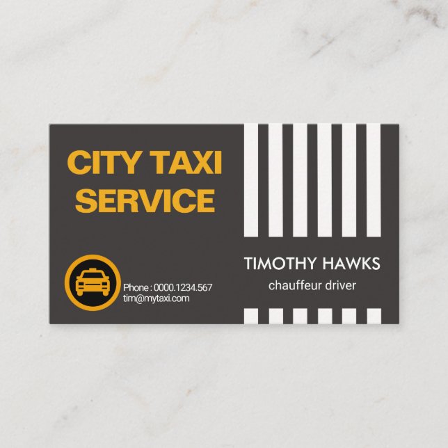 Einfache vertikale Linien Taxi Visitenkarte (Vorderseite)