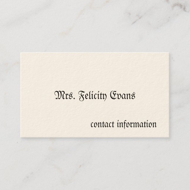 Einfache Viktorianische Calling Cards Telefonnummerkarte (Vorderseite)