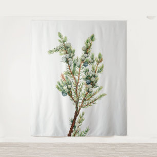 Einfache Vintage Botanische Bergjuniper Wandteppich