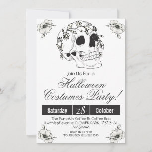 Einfache Vintage Halloween-Party Gothic Skull Einladung