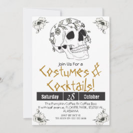 Einfache Vintage Halloween-Party Gothic Skull Einladung