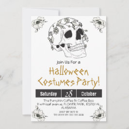 Einfache Vintage Halloween-Party Gothic Skull Einladung