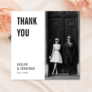 Einfache Vintage-Hochzeitsfotografie mit Notiz im Dankeskarte