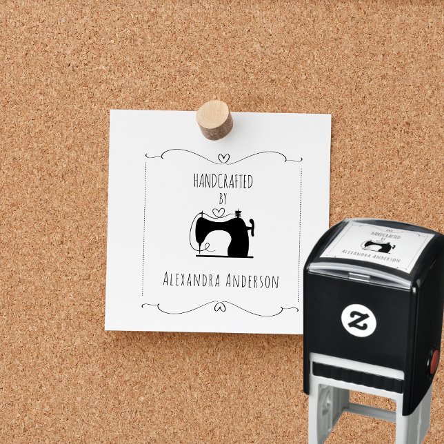 Einfache Vintage Nähmaschine Handfahrzeuge Permastempel (Simple Vintage Sewing Machine Hand Craft Self-inking Stamp)