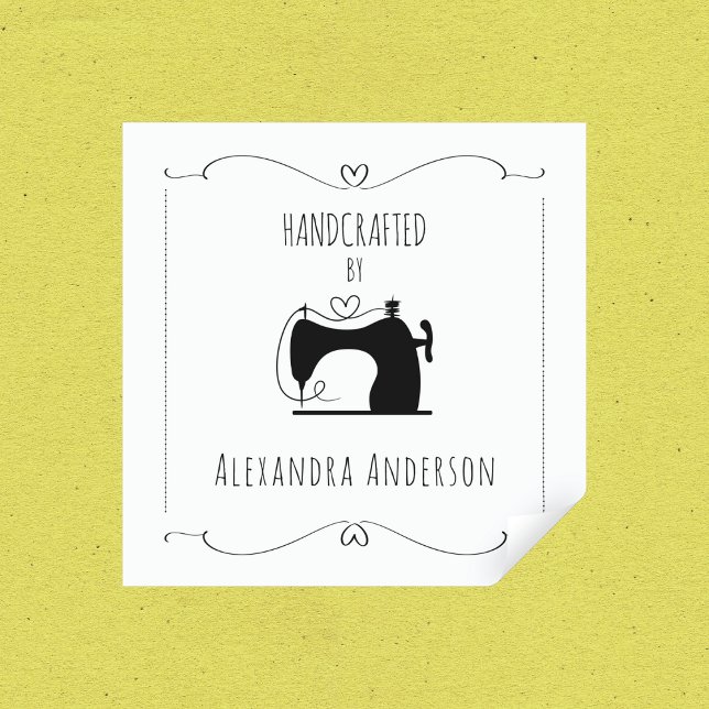 Einfache Vintage Nähmaschine Handfahrzeuge Quadratischer Aufkleber (Simple Vintage Sewing Machine Hand Craft Square Sticker)