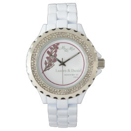 Einfache Vintage Rosa-Blumenhochzeit Armbanduhr