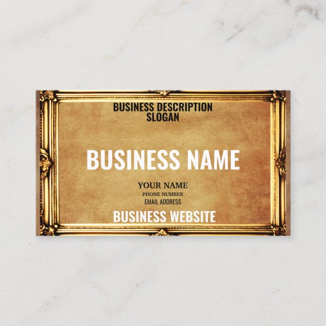 Einfache, Vintage, rustikale Goldrahmen-Konstrukti Visitenkarte (Vorderseite)