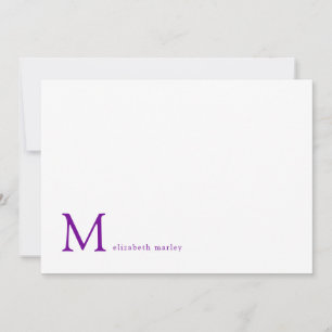 Einfache Violet Lila Monogramm Korrespondenz Mitteilungskarte