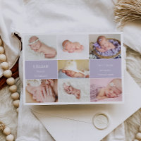 Einfache violette Baby-Foto-Collage-Ankündigungska