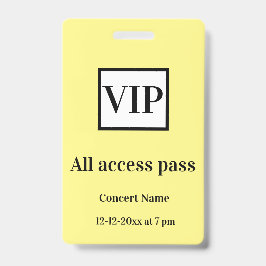 einfache vip alle access pass Konzertnamen besetzt Ausweis