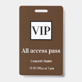 einfache vip alle access pass Konzertnamen besetzt Ausweis