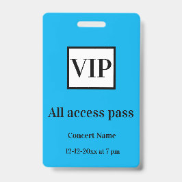 einfache vip alle access pass Konzertnamen besetzt Ausweis