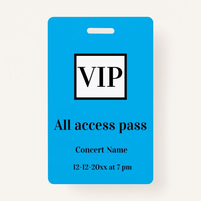 einfache vip alle access pass Konzertnamen besetzt Ausweis (Vorderseite)