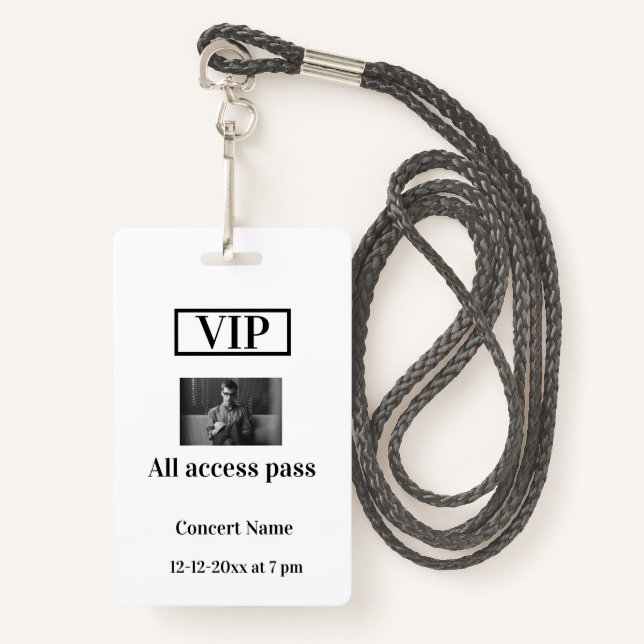 einfache vip alle access pass Konzertnamen besetzt Ausweis (Vorderseite mit Schlüsselband)
