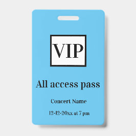 einfache vip alle access pass Konzertnamen besetzt Ausweis