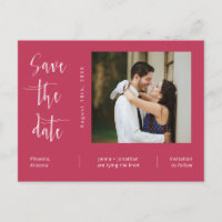 Einfache Viva Magenta Foto QR Code Save the Date