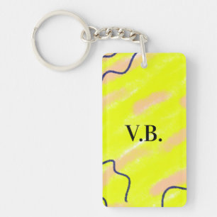 Einfache Vollfarben hinzufügen Name Text monogramm Schlüsselanhänger