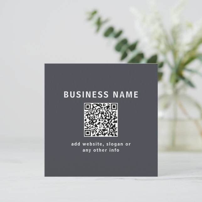 Einfache Vorlage für Ihren QR-Code | Dunkelgrau (Stehend Vorderseite)