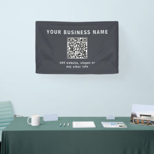 Einfache Vorlage für Ihren QR-Code Dunkelgrau Banner