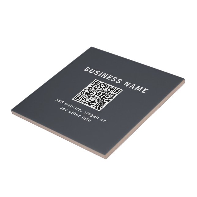 Einfache Vorlage für Ihren QR-Code | Dunkelgrau Fliese (Seite)