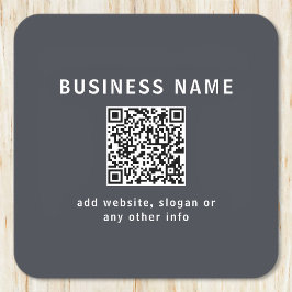 Einfache Vorlage für Ihren QR-Code | Dunkelgrau Rechteckiger Pappuntersetzer