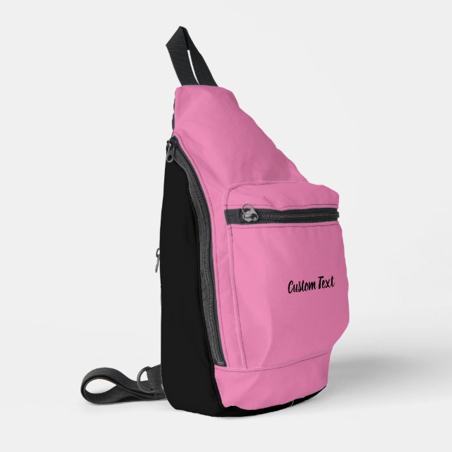 Einfache Vorlage für rosa und schwarze Skripte Crossbody Bag (Linke Seite)