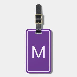 Einfache Vorlage für Royal Purpleand White Initial Gepäckanhänger