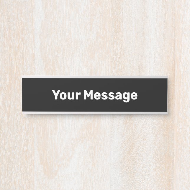 Einfache Vorlage für Text in Schwarz und Weiß Türschild (Vorderseite )