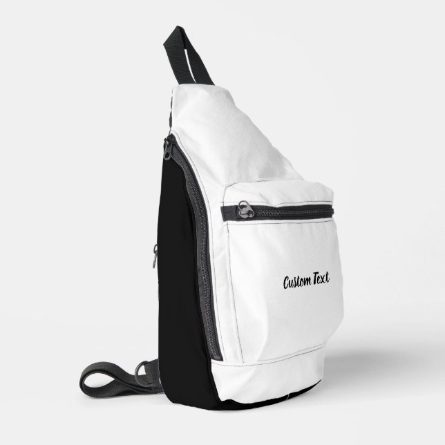 Einfache Vorlage für weißen und schwarzen Text Crossbody Bag (Linke Seite)