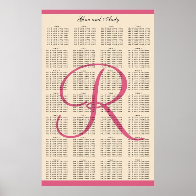 Einfache Vorlage Hochzeitssitzplan 280 Gäste Poster (Vorne)