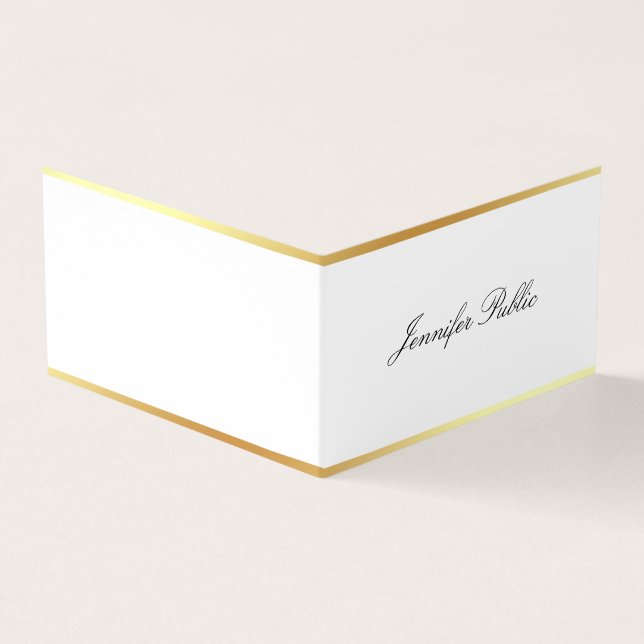 Einfache Vorlage Modernes Gold Elegante Handschrif Visitenkarten (Vorderseite)