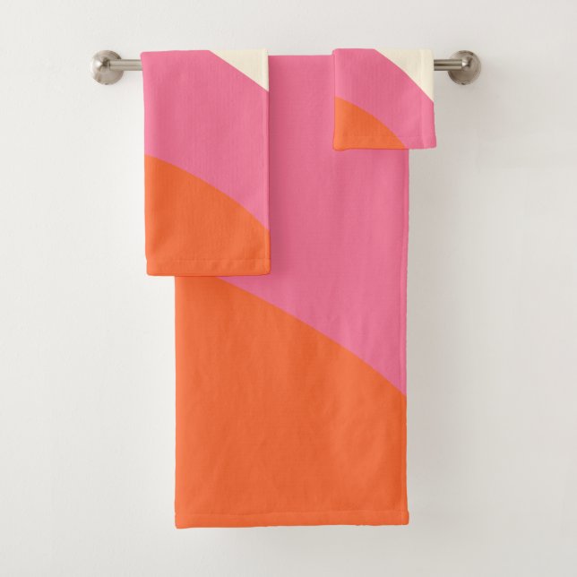 Einfache Waagen - Rosa, Orange und Creme Badhandtuch Set (Insitu)