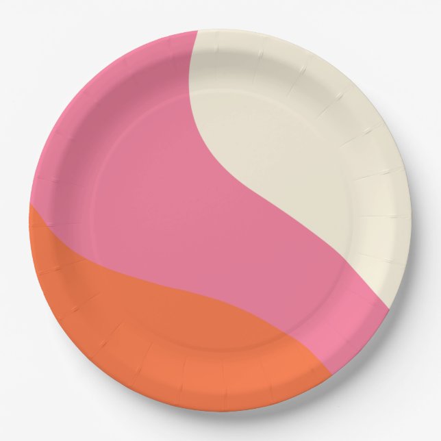 Einfache Waagen - Rosa, Orange und Creme Pappteller (Vorderseite)