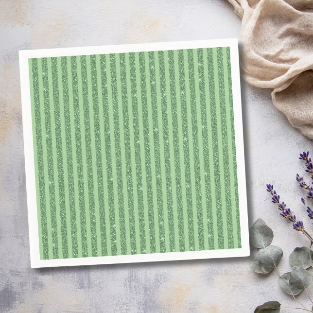 Einfache Waldgrüne Glitter Style Vertikalstreifen Serviette (Von Creator hochgeladen)