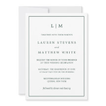 Einfache Waldgrüne Monogram Elegant Hochzeit