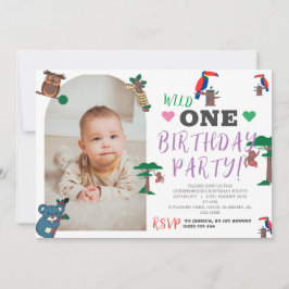 Einfache Waldtiere Einladung zum ersten Geburtstag