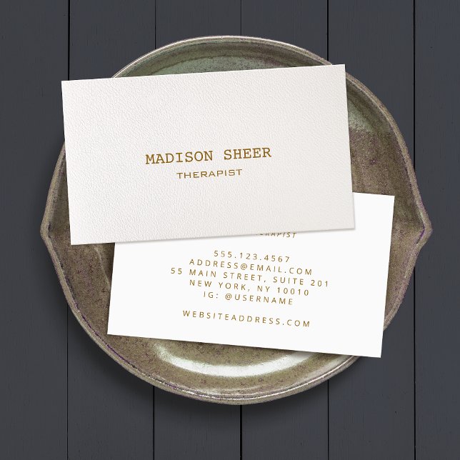 Einfache, warme Weiß Elegant Beruflich Visitenkarte (Von Creator hochgeladen)