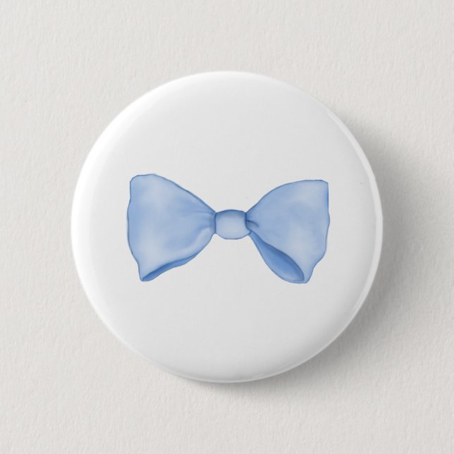 Einfache Wasserfarbe Baby Blue Bow Button (Vorderseite)