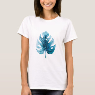 Einfache Wasserfarbe Blaue Monstera T-Shirt