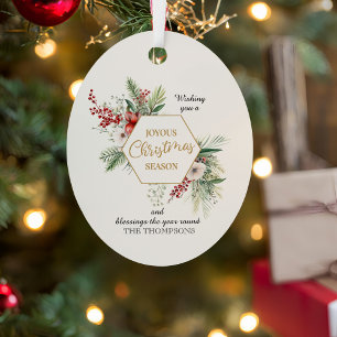 Einfache Wasserfarbe Botanische weiße Familie Weih Ornament Aus Metall