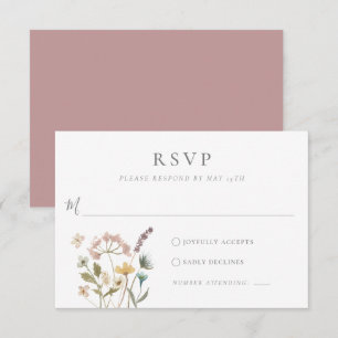 Einfache Wasserfarbe Delikate gepresste Blume Hoch RSVP Karte